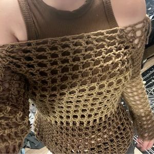 Crochet mesh top, 2 tones of brown